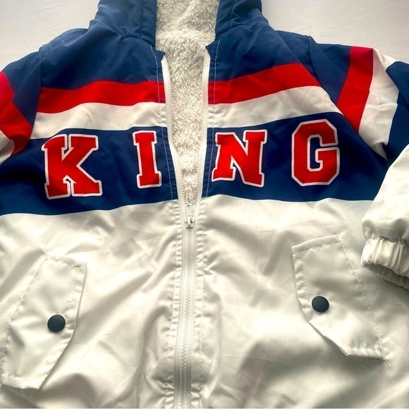 “KING” Boys Color-block Jacket Faux Fur Inner Lining Polyester Size 7Y NWOT - Picture 2 of 8